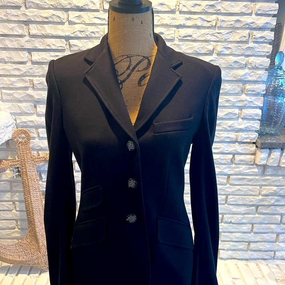 Lauren Ralph Lauren Equestrian Point Knit Stretch Blazer Sz 4 - Picture 6 of 10